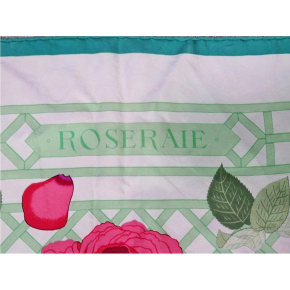 Hermes Floral Silk Scarf in Red and Green - Picture 7 of 11